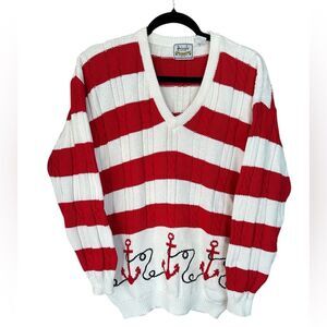 Vintage Pringle of Scotland Womens Nautical Sweater detailed with Anchors Size L